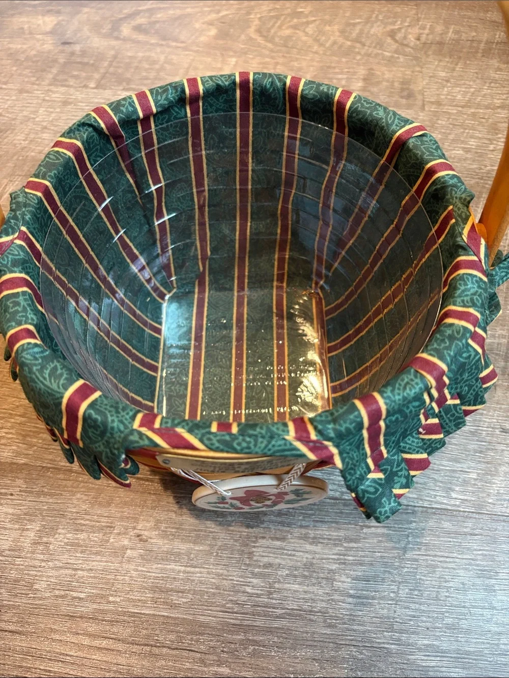 Longaberger 1994 Jingle Bell Basket  Holly Lid Liner & Protector READ